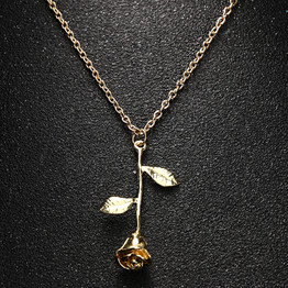 Delicate Rose Pendant Necklace Gold, Silver or Rose Gold