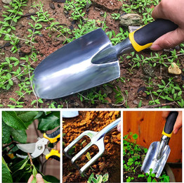 Garden Tool Set 5 Piece Cast-Aluminum Heavy Duty Gardening Kit.