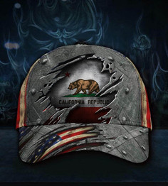 California State Flag Hat 3D Printed Vintage U.S Flag Cap Patriotic California Republic Hat