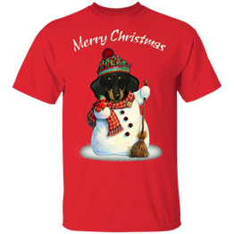 Dachshund Merry Christmas Shirt Cute Weiner Dog Snowman Christmas Tee Gift For Dog Lover