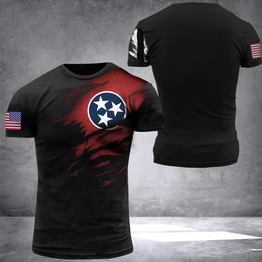 Tennessee State Flag 3D Shirt United States State Flag And US Flag Logo Workout Gift For Men