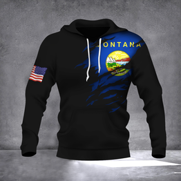 Montana State Flag 3D Hoodie Pride Montana State - US Flag Logo Hoodie Christmas Gift For Him