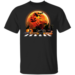 Dachshund Walking With Pumpkin Blood Moon T-Shirt Halloween Shirt Gift For Dachshund Lovers