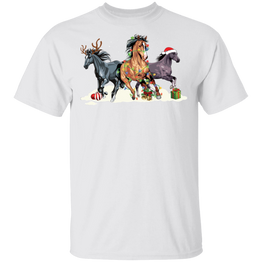 Horses Merry Christmas T-Shirt Snowfall Christmas Tree Shirt Santa Gifts For Horse Lovers