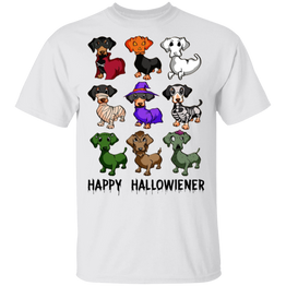 Funny Dachshunds Happy Hallowiener T-Shirt Halloween Gift For Friends Dachshund Lovers