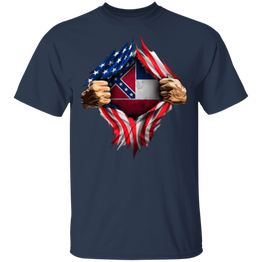 Mississippi Heartbeat Inside American Flag T-Shirt American Pride 4th Of July Boy Shirts
