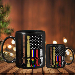 American Flag Together We Rise Mug Juneteenth Be Kind Asl Mug Blm Fist
