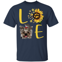 Cute Yorkie Paw Love Sunflower Shirt Womens - Gifts For Pug Lover