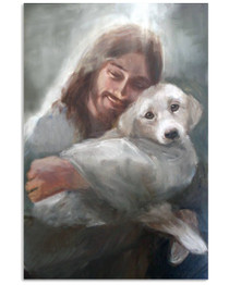 Beagle Lab With Jesus Poster Christian Art Wall Decor