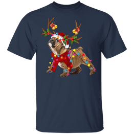 Funny Bulldog Reindeer Light Christmas T-Shirt Best Gifts For Bulldog Lover