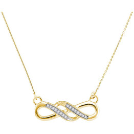 Diamond Pendant Necklace |  10kt Yellow Gold Womens Round Diamond Infinity Pendant Necklace 1/20 Cttw |  Splendid Jewellery