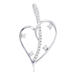 Diamond Heart & Love Symbol Pendant |  14kt White Gold Womens Round Diamond Wire Heart Pendant 1/5 Cttw |  Splendid Jewellery