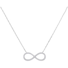 Diamond Pendant Necklace |  10kt White Gold Womens Round Diamond Infinity Pendant Necklace 1/6 Cttw |  Splendid Jewellery