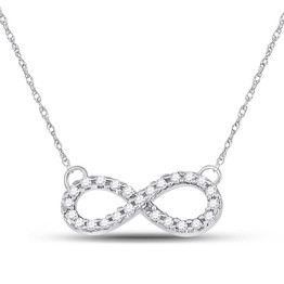 Diamond Pendant Necklace |  10kt White Gold Womens Round Diamond Infinity Pendant Necklace 1/5 Cttw |  Splendid Jewellery