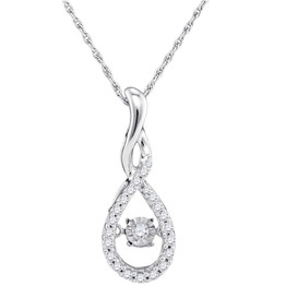 Diamond Fashion Pendant |  10kt White Gold Womens Round Diamond Solitaire Moving Twinkle Teardrop Pendant 1/4 Cttw |  Splendid Jewellery