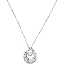 Diamond Fashion Pendant |  10kt White Gold Womens Round Diamond Moving Twinkle Solitaire Teardrop Pendant 1/2 Cttw |  Splendid Jewellery