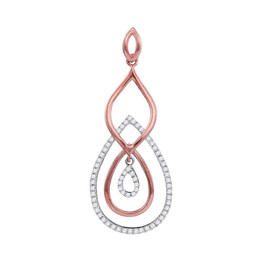 Diamond Fashion Pendant |  10kt Rose Gold Womens Round Diamond Teardrop Pendant 1/5 Cttw |  Splendid Jewellery
