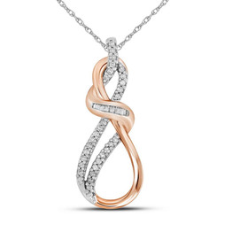 Diamond Heart & Love Symbol Pendant |  10kt Rose Gold Womens Round Diamond Infinity Pendant 1/6 Cttw |  Splendid Jewellery