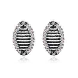 White Gold/ Black Gun Finish Fashion Jewelry Stud Earrings