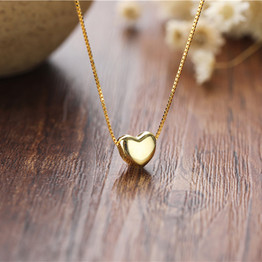 Gold-Tone Dainty Cute Heart Pendant Necklace