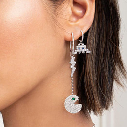 Cute Octopus Created Diamond Hoop Earrings