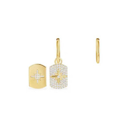 Star Sterling Silver Asymmetrical Hoop earrings