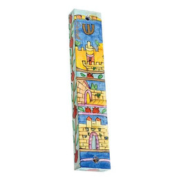Large Wooden Mezuzah - Jerusalem