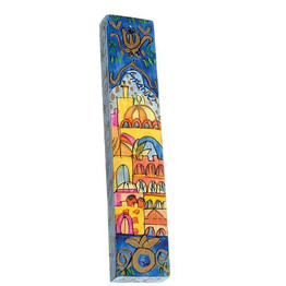 Large Wooden Mezuzah - Jerusalem Oriental