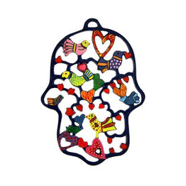 Hamsa - Painted - Laser Cut -Birds