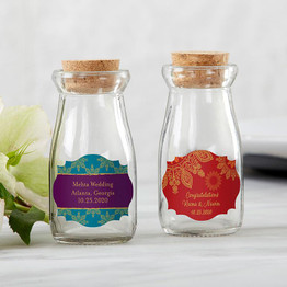 Personalized Vintage Milk Bottle Favor Jar - Custom Design (Set of 12)