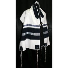 Elegant Navy And Silver Tallit Set