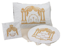 Velvet Pesach Set.  Available In White Velvet (Shown) And Black Velvet.