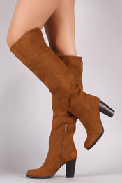 Bamboo Suede Chunky Heeled Western Boots