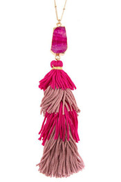 Multi link tassel pendant elongated necklace