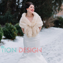 Champagne faux fur stole bridal wrap