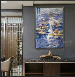 Thick oil original beautiful water lily Claude.Monet reproduction of hand-painted oil painting hotel bedroom wall decoration
