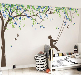 Large Willow Tree Vinyl Decal Art Nursery Wall Decor Wallcovering Boys Swing Wall Sticker For Kids Bedroom Creative Murals LC592
