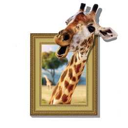 3D Giraffe Living Room Bedroom Animals Floor Home Background Wall Decor Creative Stickers