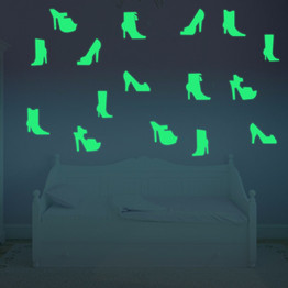 12PCS 7x8cm Fluorescent Glow High-heeled Shoes Wall Sticker