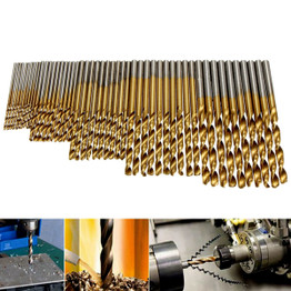 Drillpro 50PCS 1/1.5/2/2.5/3mm HSS Titanium Coated Twist Drill Bits High Speed Steel Drill Bit Set