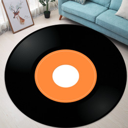 Vinyl Record Printed Soft Fabric Round Floor Mat Carpet Room Area Bedroom Rug Seat Cover Door Rugs