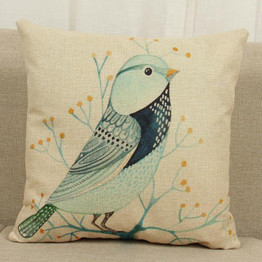 Cushion Covers - Birds Pattern Cotton Linen Throw Pillow Cushion Cover- 40038