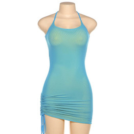 Sibybo Sexy Spaghetti Strap Mini Dress Women Sheer Mesh Patchwork Bodycon Dress Female Hot Backless Drawstring Party Dress 2021