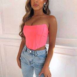 Sleeveless Off Shoulder Velvet Fashion Sexy Corset Crop Tops Vest Female Underwear Backless Bustier Top Solid