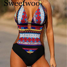 Sexy Women One Piece Swimsuit Swimwear Bathing Monokini Push Up Retro Vintage Ethnic Women Swimsuit One-Piece Suits
