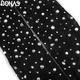 BONAS 2018 Hot Sexy Open Crotch Fishnet Tights Womens Delight Diamond Mesh Stockings Lady Shiny Rhinestone Nylons Pantyhose