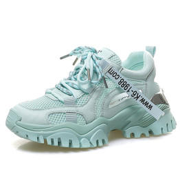 Women Casual fashion Shoes Genuine Leather Platform Chunky Sneakers Ladies