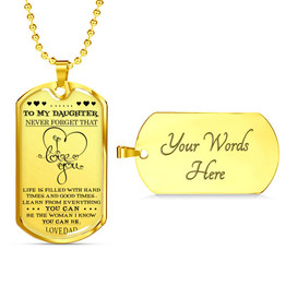 To my daughter: luxury dog tag for daughter from dad,special gift for daughter,birthday gift for daughter,amazing dog tag for daughter