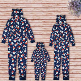 Santa Patterned Hooded Family  christmas pajamas