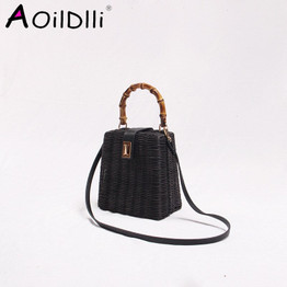 2020 new women rattan bag straw bag ins portable bamboo woven bag diagonal beach holiday beach bag